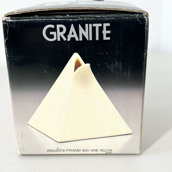 NIB Vintage Mikasa Helena Uglow Granite Pyramid Bud Vase Yellow - Picture 2 of 11